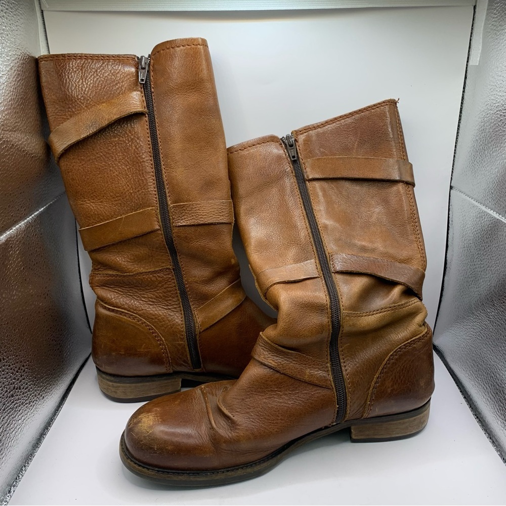 Kickers Women's Leather Brown Ankle Boots Zip-Up with Buckles Size 40 EU US 9.5 - Picture 6 of 11